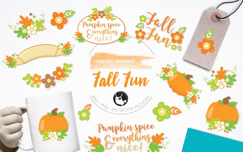 Fall fun illustration pack - immagine vettoriale