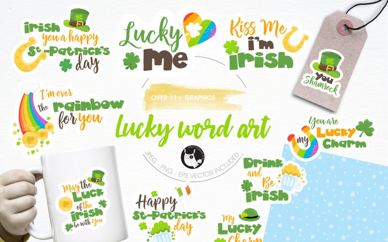 St-Patrick's woordspelingen illustratie pack - Vector afbeelding