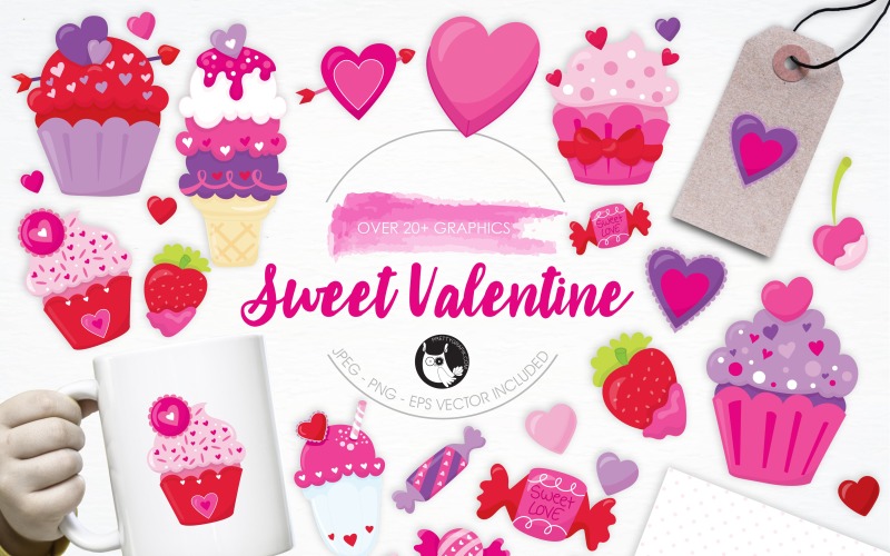 Download Vector "Sweet Valentine illustration pack - Vector Image" / Sweet Valentine illustration pack - Vector Image - Vector на тему графика illustration,valentines,vector,love,graphics,clipart,hearts,clip art,icon,eps,sweets,prettygrafik,treats,sweet valentine,cupcakes