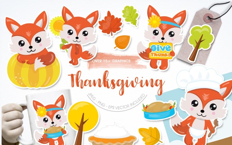 Download Vector "Thanksgiving Fox - Vector Image" / Thanksgiving Fox - Vector Image - Vector на тему графика fall,vector,clipart,clip art,prettygrafik,pumpkins,thanksgiving clipart,thanksgiving turkey,thanksgiving fox,fox clipart,kawaii fox