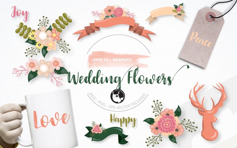 wedding flowers graphic illustration - Vector Image