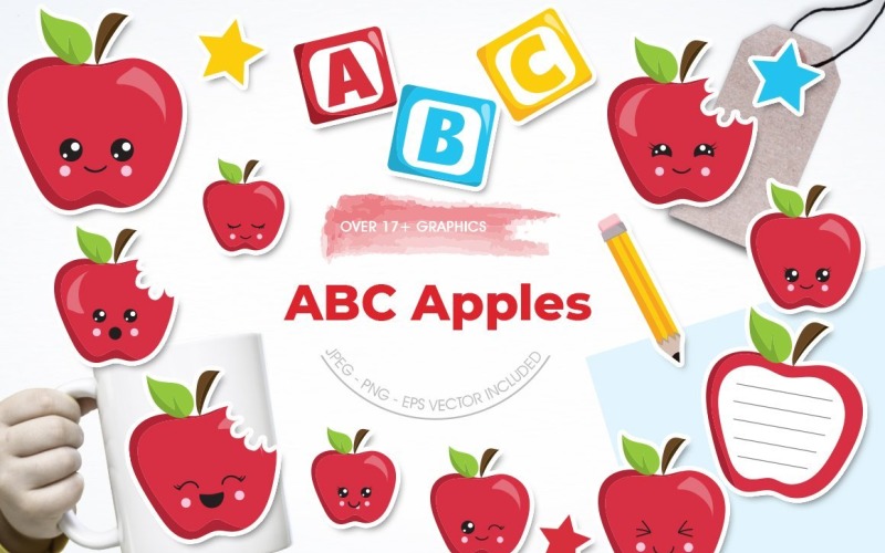 Download Vector "ABC Apples - Vector Image" / ABC Apples - Vector Image - Vector на тему графика scrapbook,scrapbooking,pencil,clipart,clip art,apple,abc,prettygrafik,vector art
