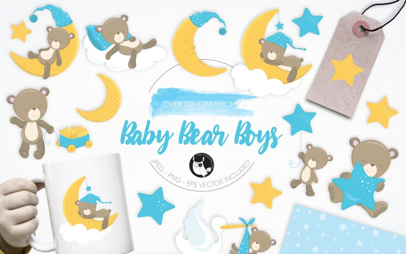 Baby Bear Хлопчики ілюстрація пакет - векторні зображення
