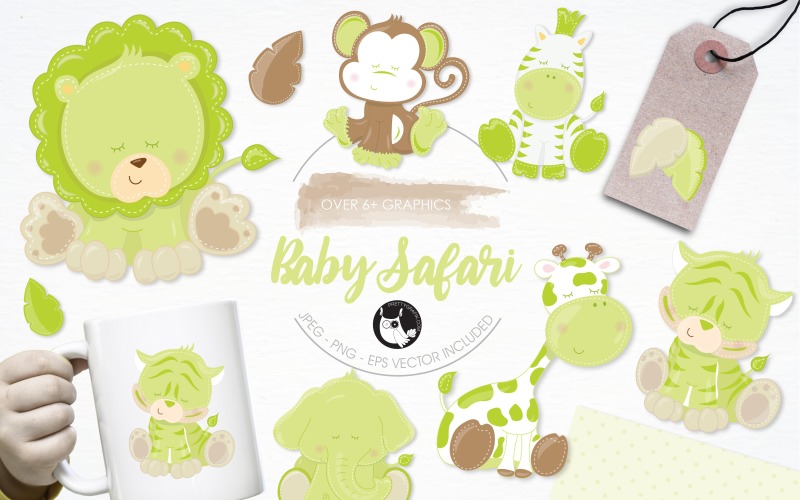 Download Vector "Baby safari illustration pack - Vector Image" / Baby safari illustration pack - Vector Image - Vector на тему графика illustration,vector,graphics,clipart,clip art,baby,icons,tiger,eps,shower,giraffe,elephant,lion,monkey,zebra,prettygrafik