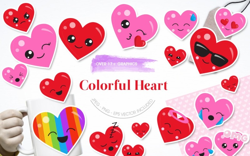 Download Vector "Colorful Heart - Vector Image" / Colorful Heart - Vector Image - Vector на тему графика cute,scrapbook,scrapbooking,clipart,hearts,clip art,colorful,kawaii,prettygrafik,vector art,colorful heart