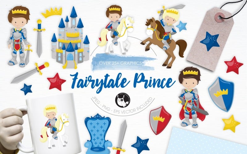 Download Vector "Fairytale Prince illustration pack - Vector Image" / Fairytale Prince illustration pack - Vector Image - Vector на тему графика illustration,vector,graphics,clipart,clip art,icon,story,fairytale,castle,eps,prettygrafik,boys,prince,tale,fairytale prince