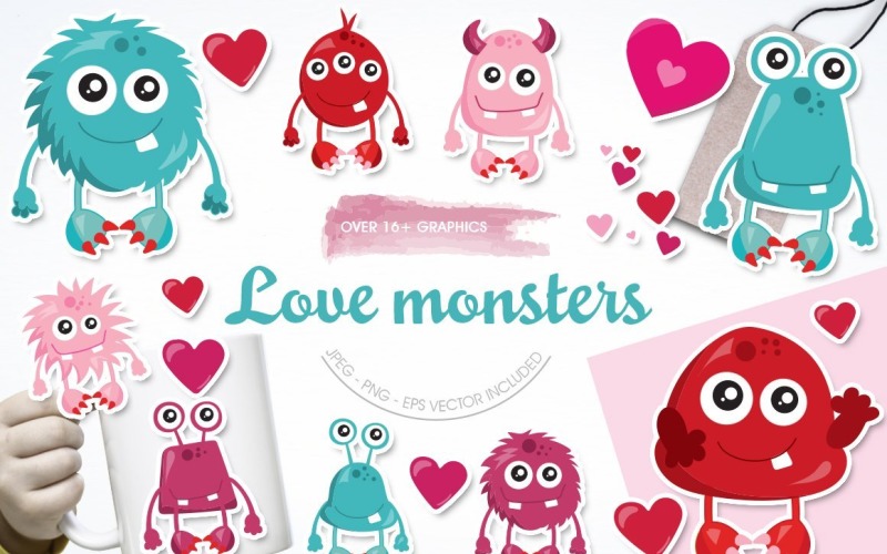 Love Monster - grafika wektorowa