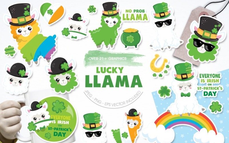 Download Vector "Lucky Llama - Vector Image" / Lucky Llama - Vector Image - Vector на тему графика scrapbook,scrapbooking,clipart,clip art,lucky,llama,prettygrafik,vector art,lucky llama