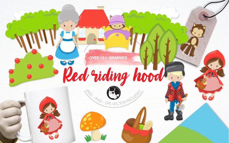 Pacchetto di illustrazione di Cappuccetto rosso - immagine vettoriale