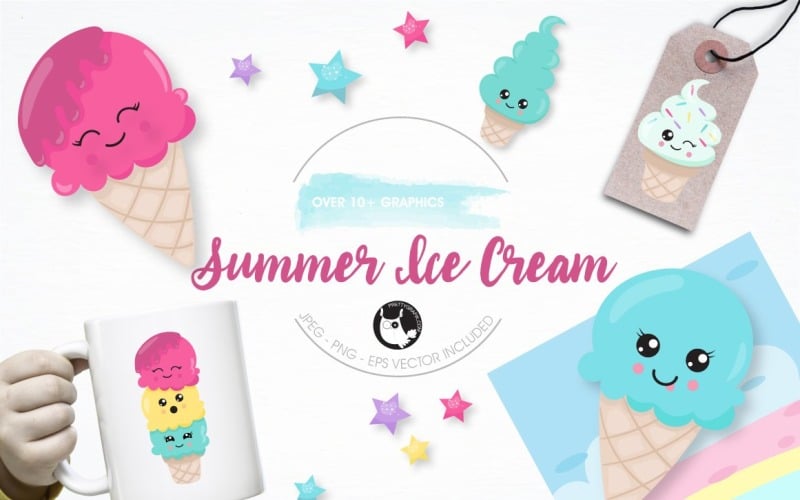 Download Vector "Summer Icecream graphic illustration - Vector Image" / Summer Icecream graphic illustration - Vector Image - Vector на тему графика illustration,summer,vector,art,clip art,graphic,cold,dessert,ice-cream,eps,sweets,prettygrafik,summer fun,graphic art,summer ice cream