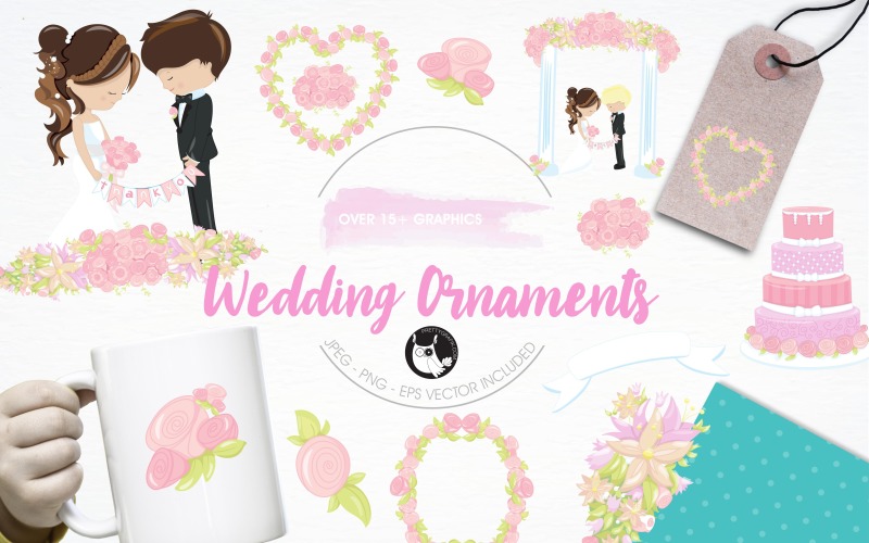 Download Vector "Wedding ornaments illustration pack - Vector Image" / Wedding ornaments illustration pack - Vector Image - Vector на тему графика wedding,illustration,flowers,vector,graphics,clipart,clip art,bride,icons,rose,bouquet,eps,ceremony,prettygrafik,groom,wedding cake