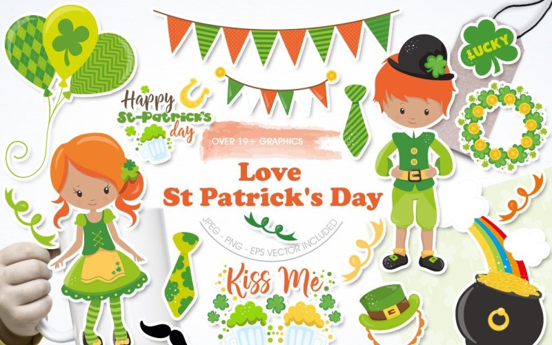Amour, St Patrick's Day - Image vectorielle