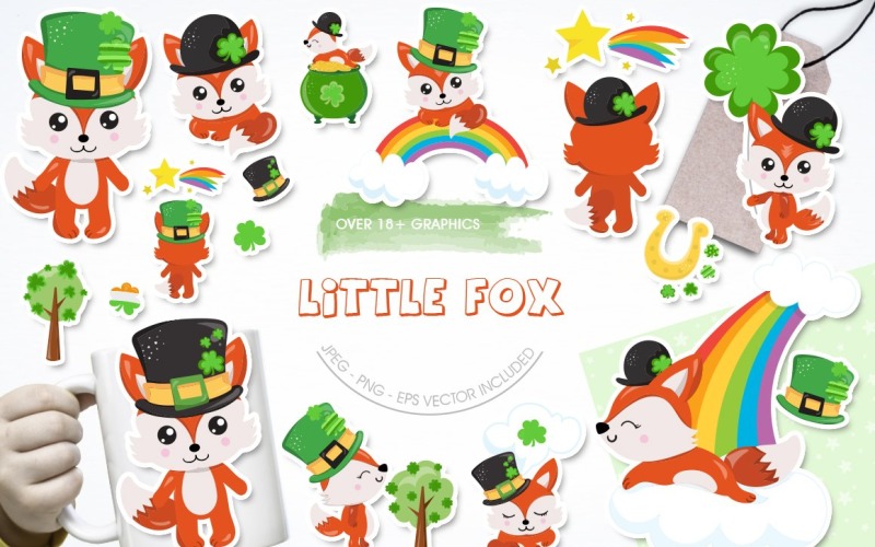 Download Vector "Little Fox - Vector Image" / Little Fox - Vector Image - Vector на тему графика scrapbook,scrapbooking,clipart,rainbow,clip art,clouds,clover,shamrock,fox,prettygrafik,st patricks,vector art,lucky clipart,little fox