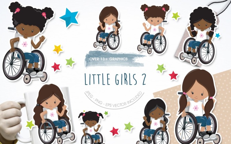 Download Vector "Little Girls 2 - Vector Image" / Little Girls 2 - Vector Image - Vector на тему графика scrapbook,scrapbooking,clipart,clip art,prettygrafik,girl on wheelchair,wheelchair,vector art,girls on wheelchair