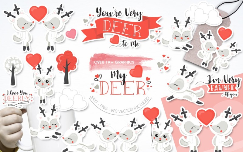 Download Vector "My Deer - Vector Image" / My Deer - Vector Image - Vector на тему графика scrapbook,scrapbooking,valentines,love,clipart,hearts,clip art,deers,prettygrafik,vector art,chore clipart