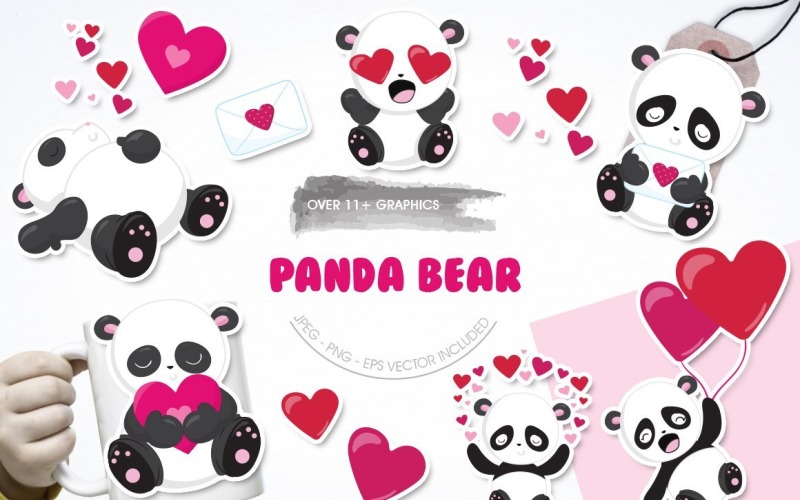 Download Vector "Panda Bear - Vector Image" / Panda Bear - Vector Image - Vector на тему графика scrapbook,scrapbooking,valentines,love,clipart,hearts,clip art,bear,panda,prettygrafik,vector art
