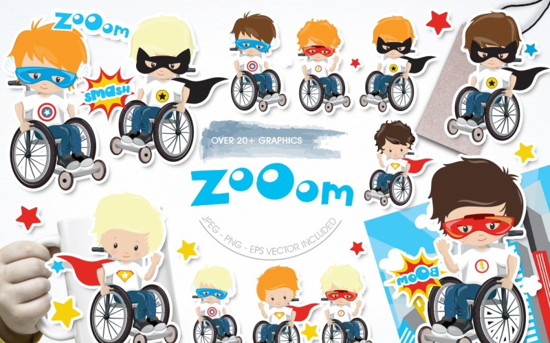 Download Vector "Zooom - Vector Image" / Zooom - Vector Image - Vector на тему графика scrapbook,scrapbooking,clipart,clip art,prettygrafik,wheelchair,boys,vector art,superhero clipart,superhero graphics,superhero boys
