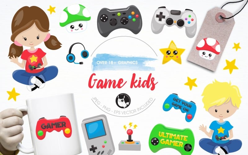 Download Vector "Game kids graphics and illustrations - Vector Image" / Game kids graphics and illustrations - Vector Image - Vector на тему графика illustration,scrapbooking,vector,clipart,game,gaming,gamer,controller,images,prettygrafik,play,controls
