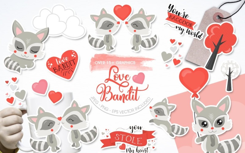 Download Vector "Love Bandit - Vector Image" / Love Bandit - Vector Image - Vector на тему графика scrapbook,scrapbooking,valentines,love,clipart,hearts,clip art,prettygrafik,vector art,chore clipart,raccoon
