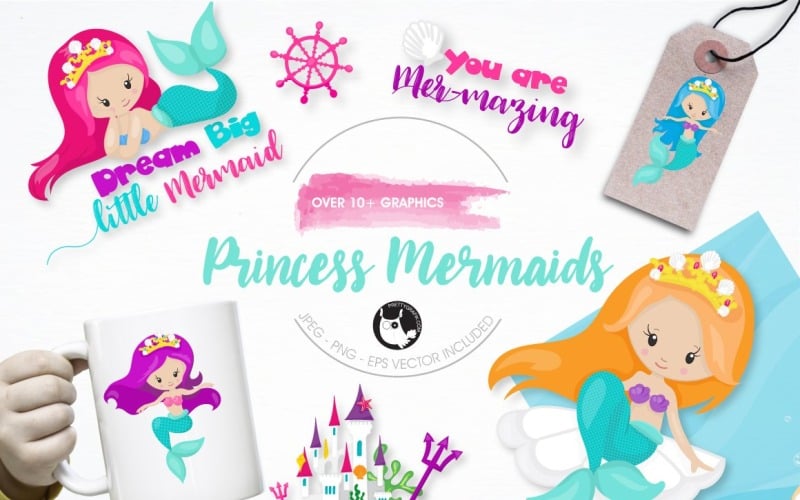 Download Vector "Princess mermaid graphics - Vector Image" / Princess mermaid graphics - Vector Image - Vector на тему графика illustration,vector,art,clip art,graphic,eps,prettygrafik,mermaid at heart,mermaid girls,home decor,friendly mermaid,cut mermaid,ocean mermad