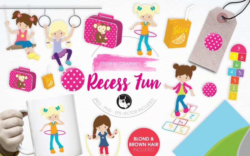 Download Vector "Recess Fun illustration pack - Vector Image" / Recess Fun illustration pack - Vector Image - Vector на тему графика fun,illustration,kids,vector,graphics,clipart,clip art,icon,games,eps,prettygrafik,girls,recess fun,recess,lunch box