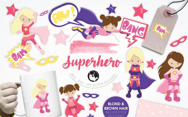 Download Vector "Super Hero illustration pack - Vector Image" / Super Hero illustration pack - Vector Image - Vector на тему графика illustration,kids,vector,graphics,clipart,clip art,icon,explosions,fly,costume,eps,hero,prettygrafik,girls,super hero