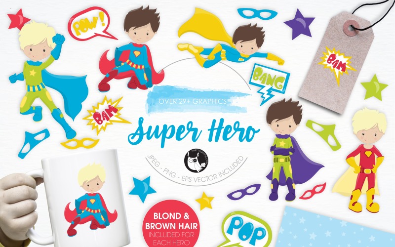 Download Vector "Super Hero illustration pack - Vector Image" / Super Hero illustration pack - Vector Image - Vector на тему графика illustration,kids,vector,graphics,clipart,clip art,icon,explosions,fly,costume,eps,hero,prettygrafik,boys,super hero