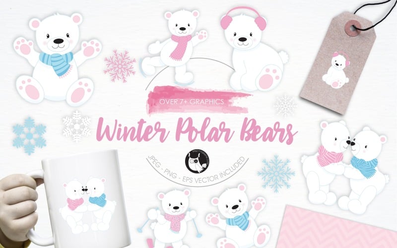 Download Vector "Winter Polar Bears illustration pack - Vector Image" / Winter Polar Bears illustration pack - Vector Image - Vector на тему графика illustration,winter,vector,graphics,clipart,clip art,snow,icon,snowflakes,eps,prettygrafik,bears,skating,winter polar bears,polar bears