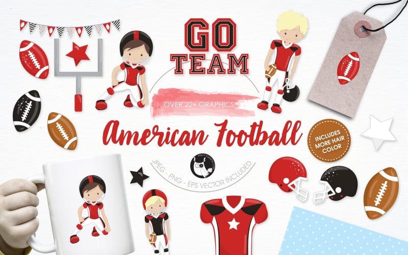 Download Vector "American football illustration pack - Vector Image" / American football illustration pack - Vector Image - Vector на тему графика illustration,vector,graphics,clipart,sports,clip art,team,icons,football,america,american,usa,eps,prettygrafik,jersey,go team,goal posts