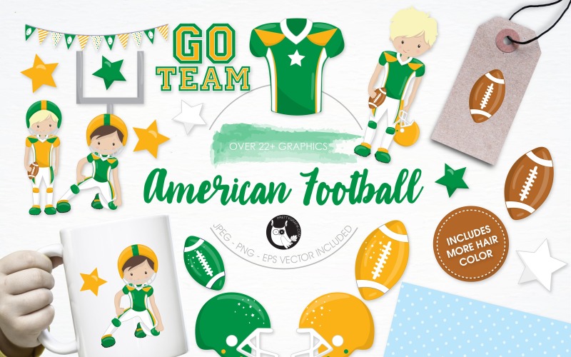 American football illustration pack - Vector Image