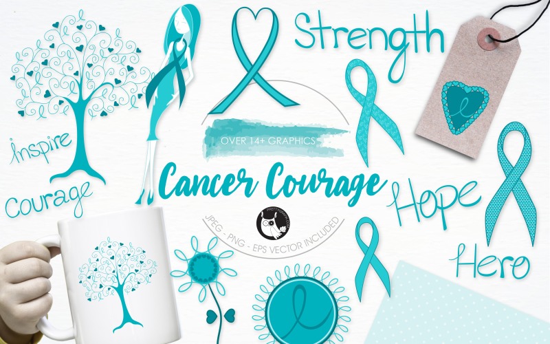 Download Vector "Cancer courage illustration pack - Vector Image" / Cancer courage illustration pack - Vector Image - Vector на тему графика illustration,heart,vector,love,graphics,clipart,clip art,icons,ribbon,eps,cancer,awareness,prettygrafik,hope