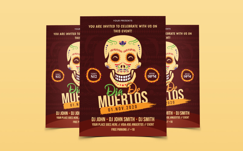 Download Иллюстрация "Dia De Muertos - Illustration" / Dia De Muertos - Illustration - Иллюстрация на тему графика party,template,holiday,halloween,celebration,death,dia,design,background,hispanic,banner,traditional,dead,vector,illustration,skeleton,invitation,mexican,day,poster