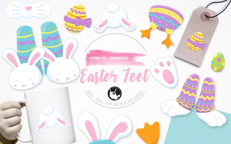 Easter feet illustration pack - Vector Image