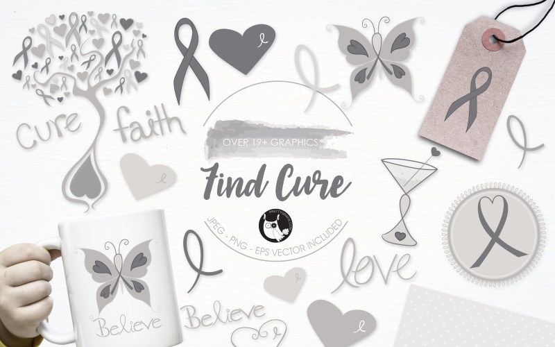 Download Vector "Find a cure illustration pack - Vector Image" / Find a cure illustration pack - Vector Image - Vector на тему графика illustration,heart,vector,love,graphics,clipart,clip art,icons,eps,cancer,awareness,courage,prettygrafik,hope