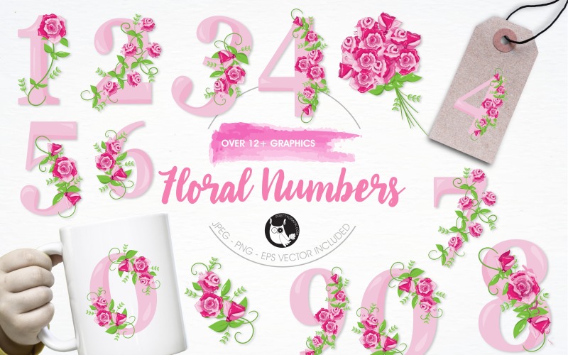 Floral numbers illustration pack - Vector Image
