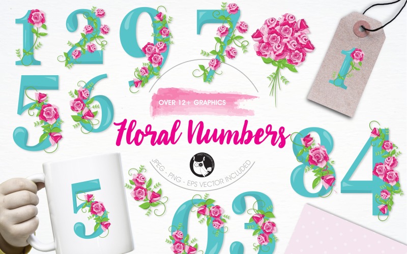 Floral numbers illustration pack - Vector Image