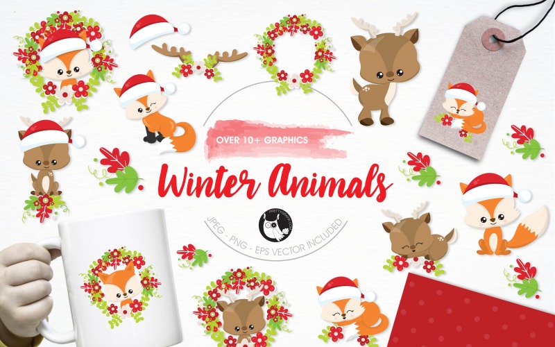 Winter animals illustration pack - Vector Image