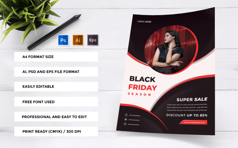 Black Friday Season - Flyer créatif et moderne - Modèle d'identité d'entreprise