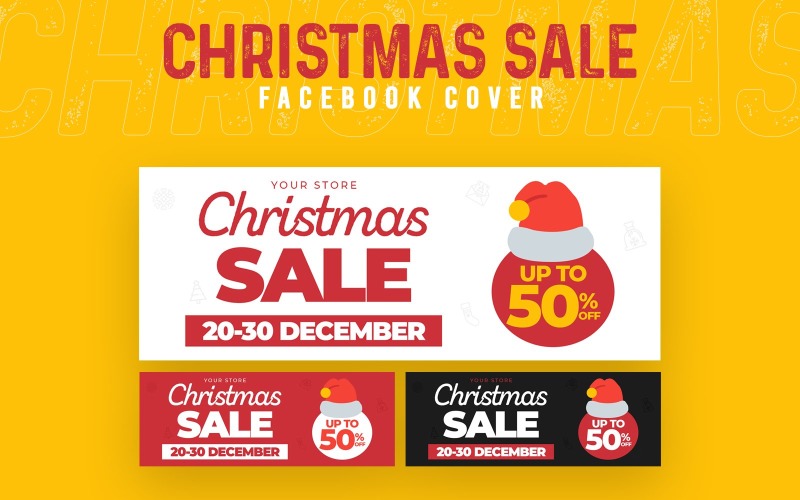 Download Шаблон для соцсетей "Christmas Sale Facebook Cover Social Media Template" / Christmas Sale Facebook Cover Social Media Template - Шаблон для соцсетей на тему графика banner,christmas,facebook,facebook cover,fb,marketing,noel,sale,social media,timeline,web element