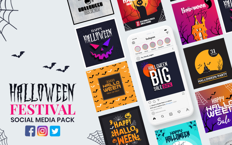 Хеллоуїн фестиваль пакет соціальних медіа шаблону