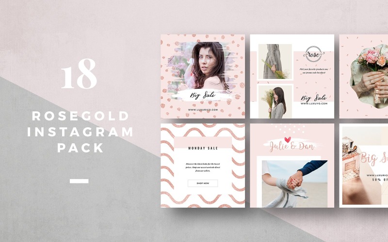 Download Шаблон для соцсетей "Rosegold Instagram Pack Social Media Template" / Rosegold Instagram Pack Social Media Template - Шаблон для соцсетей на тему графика modern,rosegold,feminine,glam,glamour,luxury,elegant,girlboss,wedding,newborn,instagram,pack,template,templates,instagram pack,social media,social media pack,social media templates,instagram 