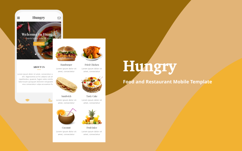 Aç - Yemek ve Restoran Mobil Web Sitesi Şablonu