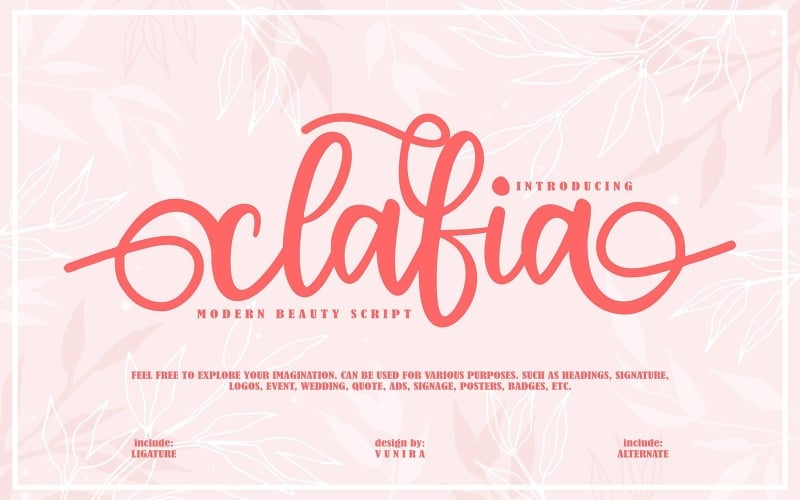 Clafia | Fonte cursiva de beleza moderna