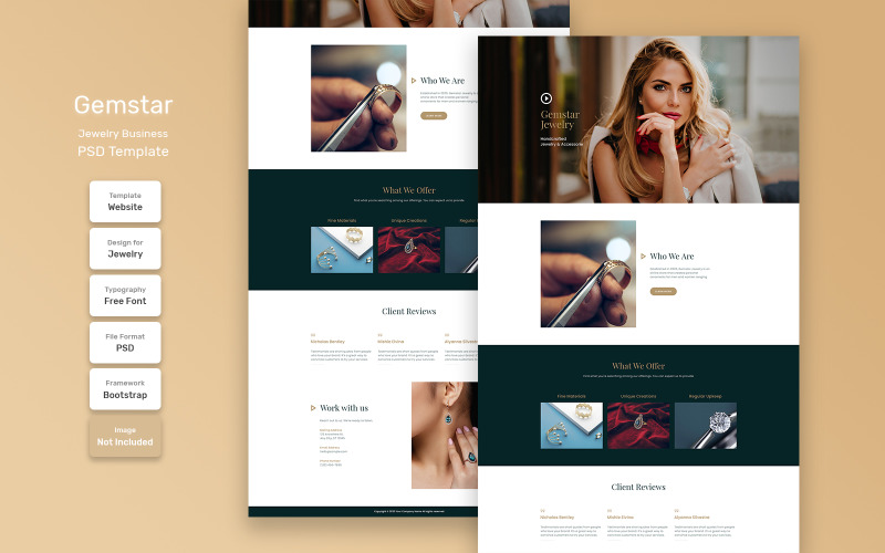 Download PSD шаблон "Gemstar - Jewelry Business Material PSD Template" / Gemstar - Jewelry Business Material PSD Template - PSD шаблон на тему графика banner,business,cover,design,template,home,promotion,web,corporate,creative,email,company,modern,portfolio,landing page,information,page,premium,services,web template