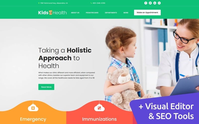 KidsHealth - Çocuk Kliniği Moto CMS 3 Şablonu
