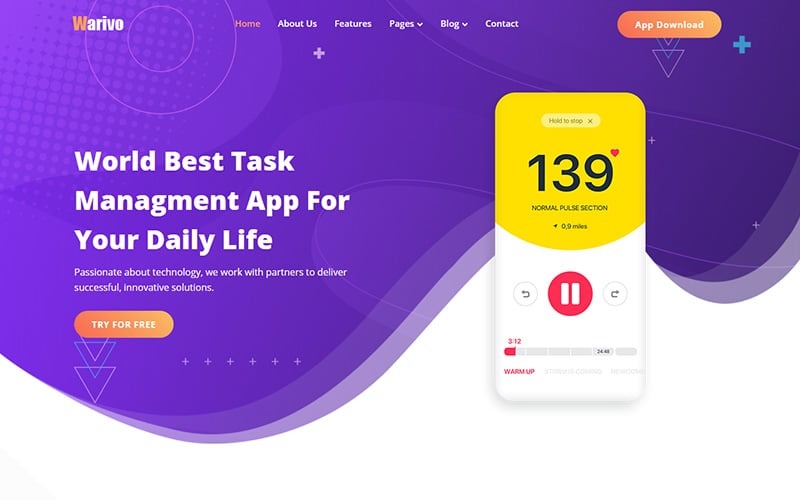 Warivo - Modèle de site Web d'entreprise d'applications et de logiciels