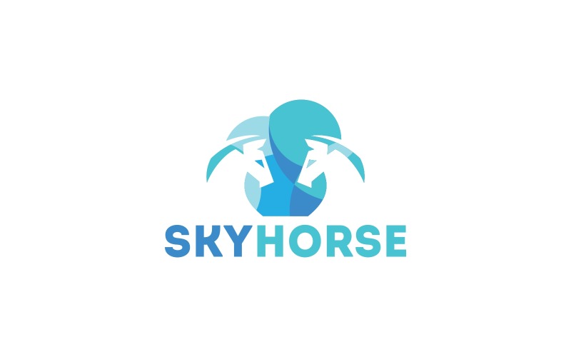 Download Шаблон логотипа "Sky Horses Logo Template" / Sky Horses Logo Template - Шаблон логотипа на тему графика sky,cloud,cloud logo,animal,animals,black,branding,dark,defense,deluxe,design,elegance,elegant,graphic,guard,head,horse,horse logo,icon,logo