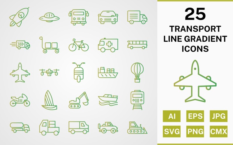 Download Набор иконок "25 TRANSPORT LINE GRADIENT ICON PACK Set" / 25 TRANSPORT LINE GRADIENT ICON PACK Set - Набор иконок на тему transport icon,icons,linear,set,file,line,vector,sign,symbol,pictogram,gradient,transport,car,bus,boat,van,carrier,jeep,airplane,scooter