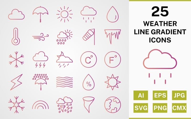25 VÄDERLINJE GRADIENT ICON PACK Set