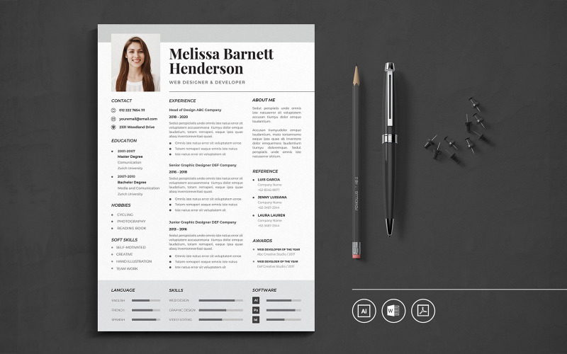 Download Резюме "CV Resume Vol.19 Resume Template" / CV Resume Vol.19 Resume Template - Резюме на тему графика resume,cv,minimalist,professional,modern,elegant,minimal,business,hiring,company,job,entrepreneur,indesign,word,corporate,hire,professional cv,cv resume template,cv resume bundle,minimalist c